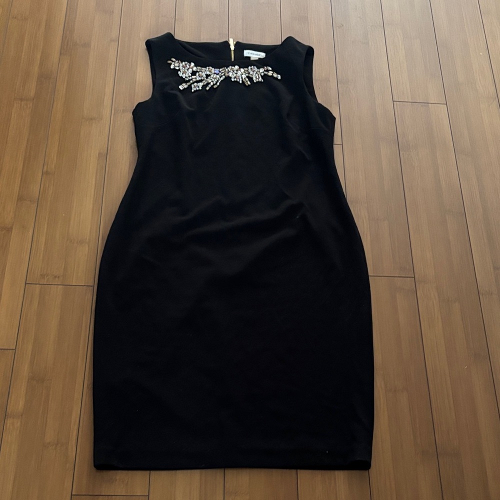 Calvin Klein Black Mini Dress with Silver Detailing